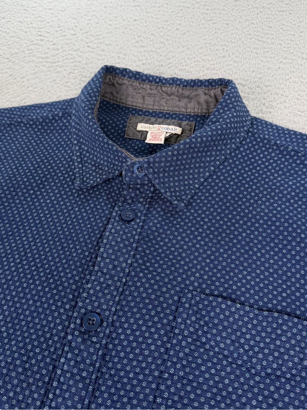 Carbon 2 Cobalt Shirt Mens Large Blue Button Effortlessly Cool Short Sleeve